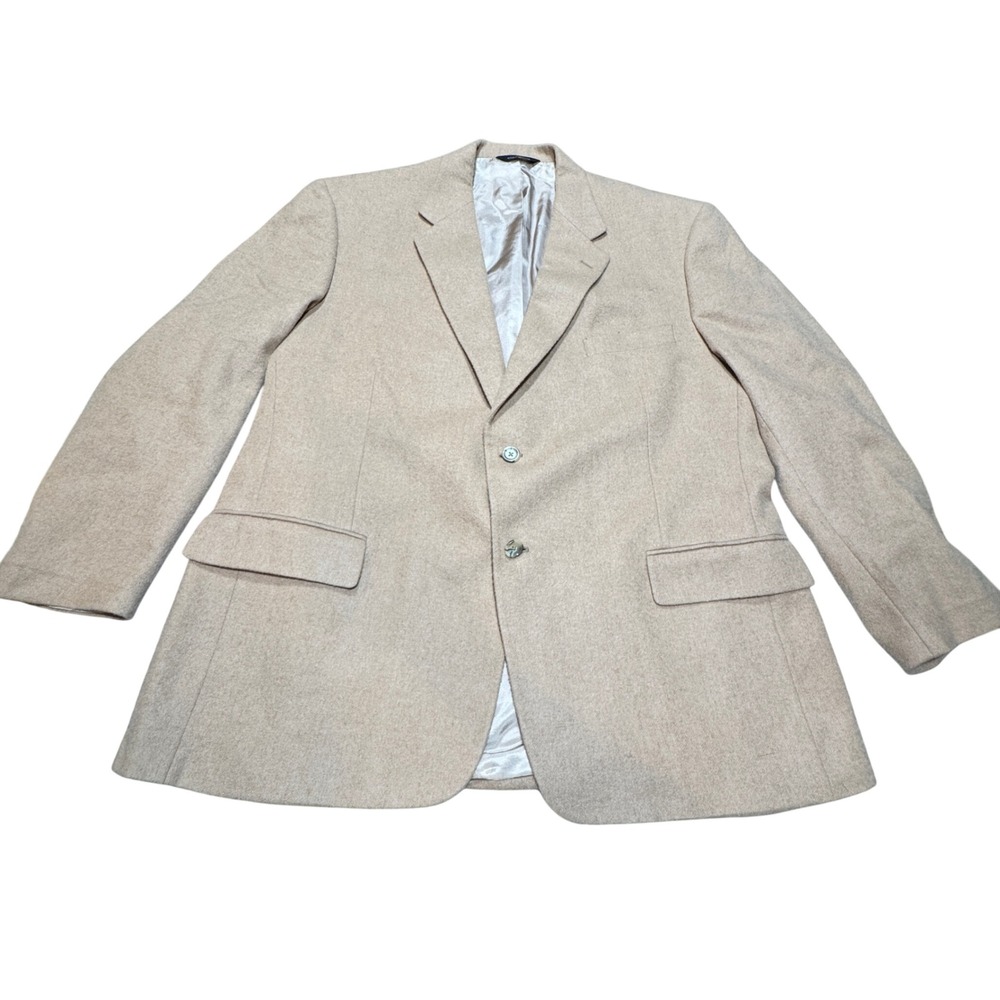 Vintage Claiborne Sport Coat Mens 46R 100%‎ Camel Hair Tan Minimalist Academia